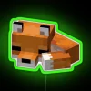 Minecraft-inspired vibrant fox pixel art LED neon decorative wall sign