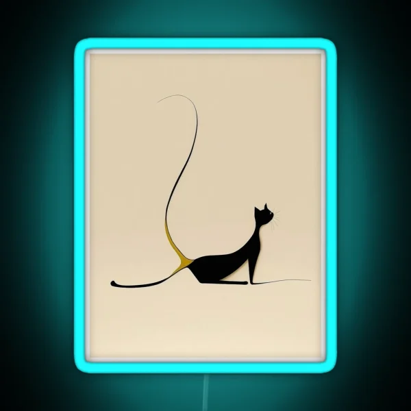 Minimalist Artwork Of A Lazy Cat In Eclectic Style RGB Neon Sign