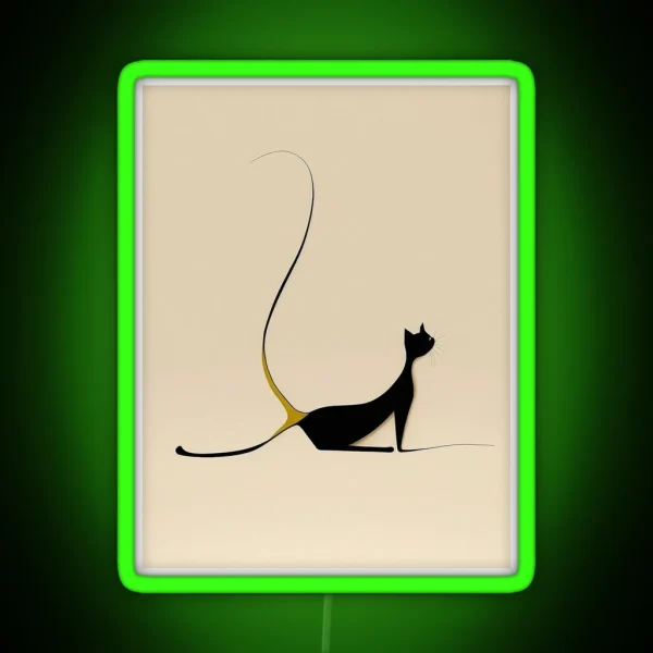 Minimalist Artwork Of A Lazy Cat In Eclectic Style RGB Neon Sign