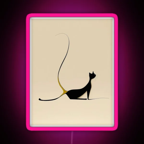Minimalist Artwork Of A Lazy Cat In Eclectic Style RGB Neon Sign