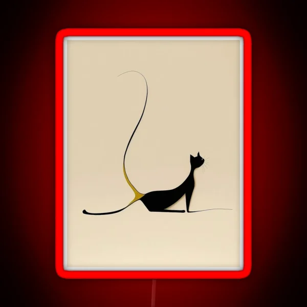 Minimalist Artwork Of A Lazy Cat In Eclectic Style RGB Neon Sign