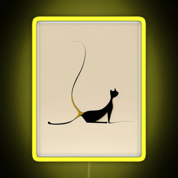 Minimalist Artwork Of A Lazy Cat In Eclectic Style RGB Neon Sign
