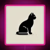 Vibrant black cat minimalist RGB LED neon light digital art display