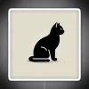 Cozy minimalist neon sign featuring black cat in bright colors