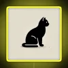 Black minimalist LED cat silhouette in vibrant colorful rainbow hues