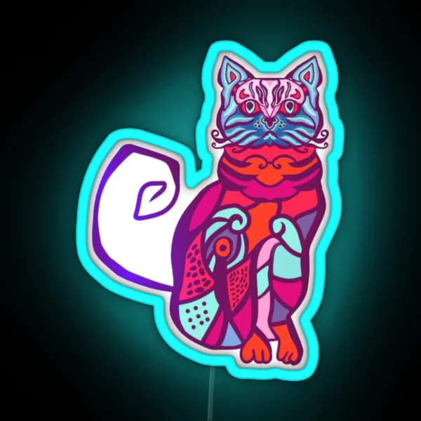 Minimalist Bold Color Cat RGB Neon Sign