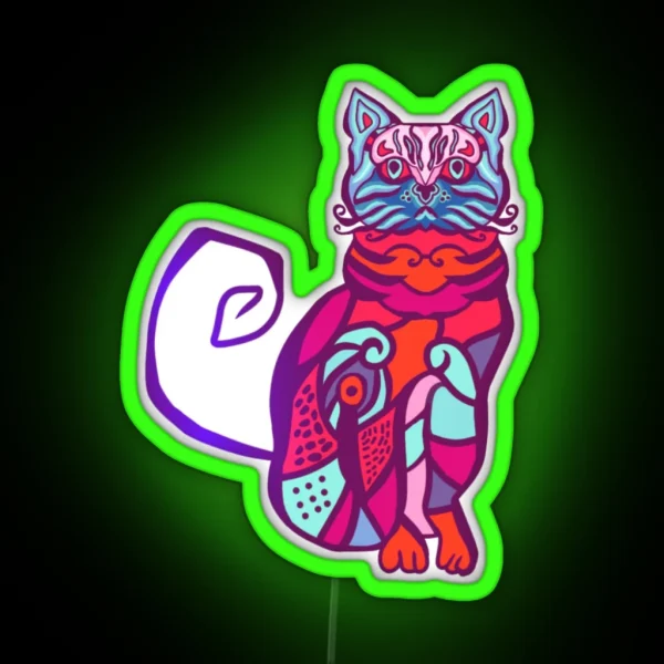 Minimalist Bold Color Cat RGB Neon Sign