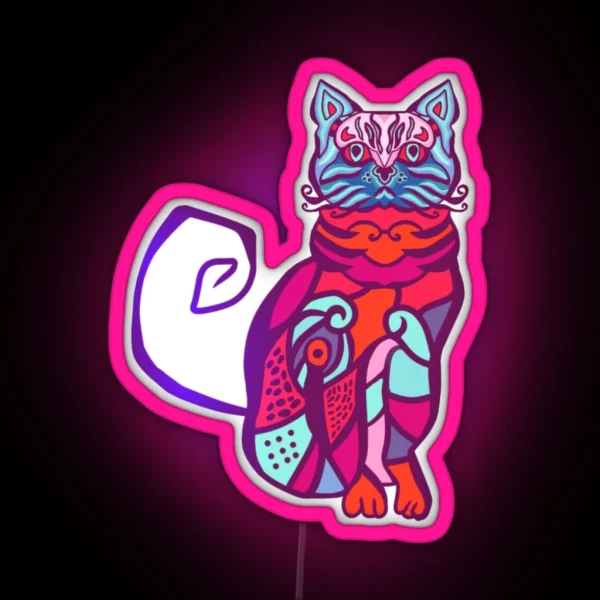 Minimalist Bold Color Cat RGB Neon Sign