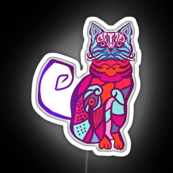 Minimalist Bold Color Cat RGB Neon Sign