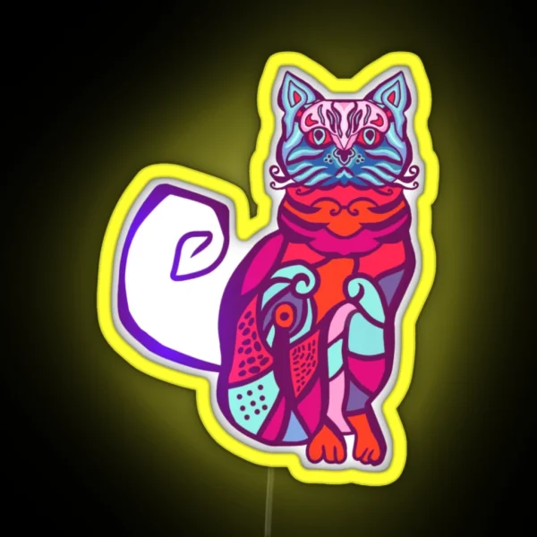 Minimalist Bold Color Cat RGB Neon Sign