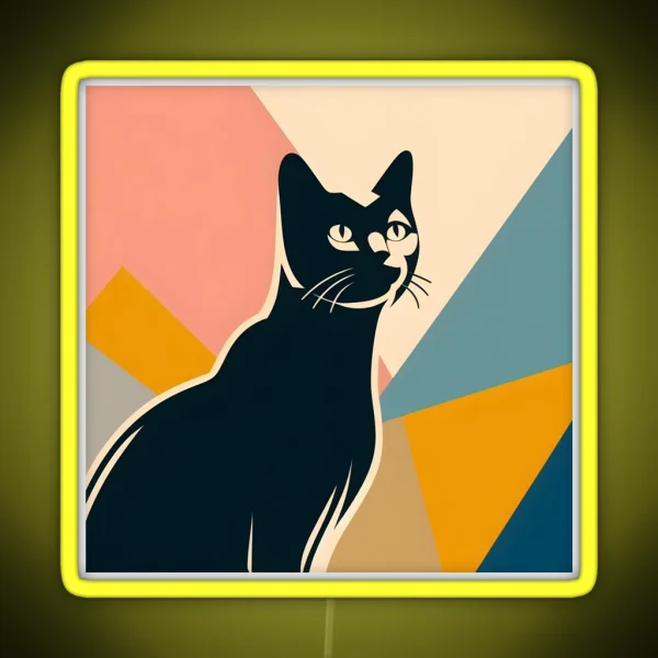 Minimalist Cat Art RGB Neon Sign