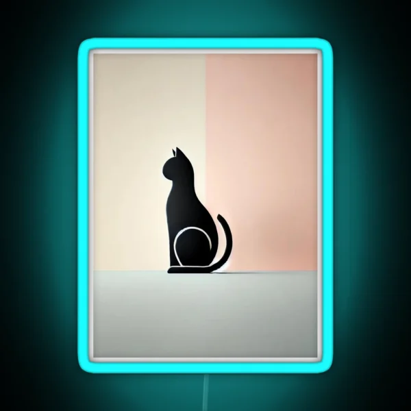 Minimalist Cat Silhouette On Pastel Background RGB Neon Sign
