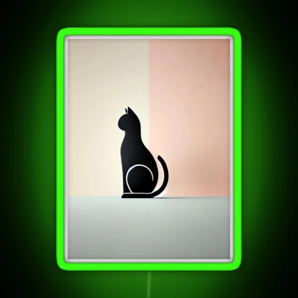 Minimalist Cat Silhouette On Pastel Background RGB Neon Sign