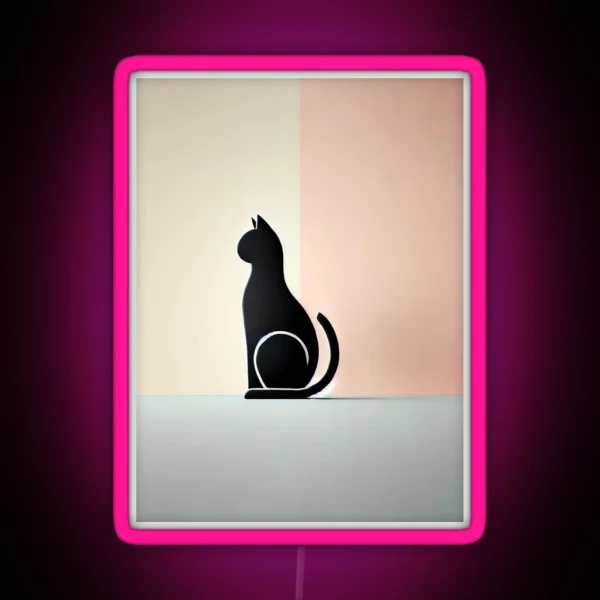 Minimalist Cat Silhouette On Pastel Background RGB Neon Sign
