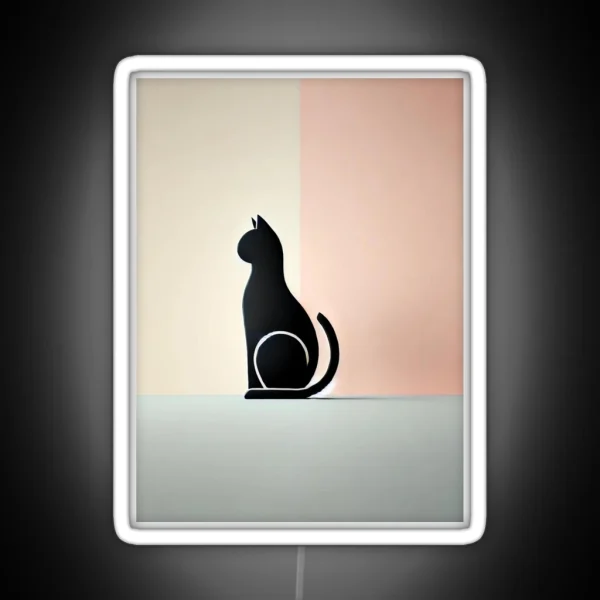 Minimalist Cat Silhouette On Pastel Background RGB Neon Sign