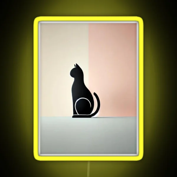Minimalist Cat Silhouette On Pastel Background RGB Neon Sign