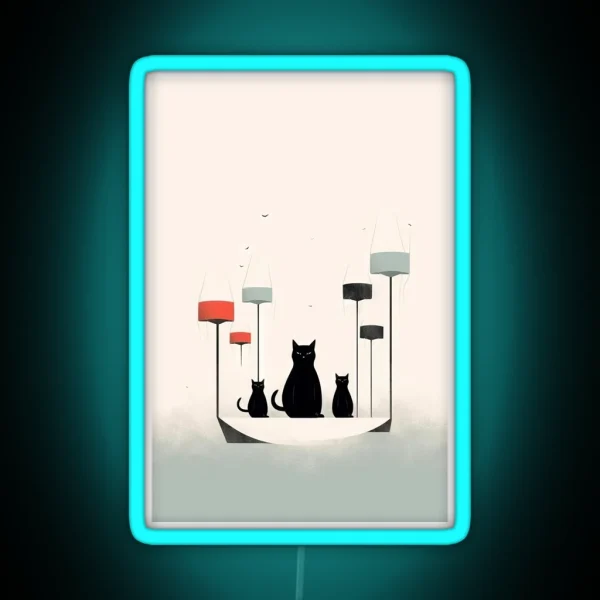 Minimalist Cats Aesthetic Of Dark Humor RGB Neon Sign