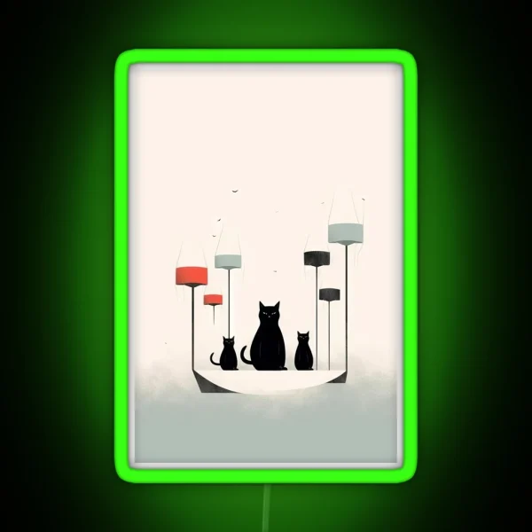 Minimalist Cats Aesthetic Of Dark Humor RGB Neon Sign