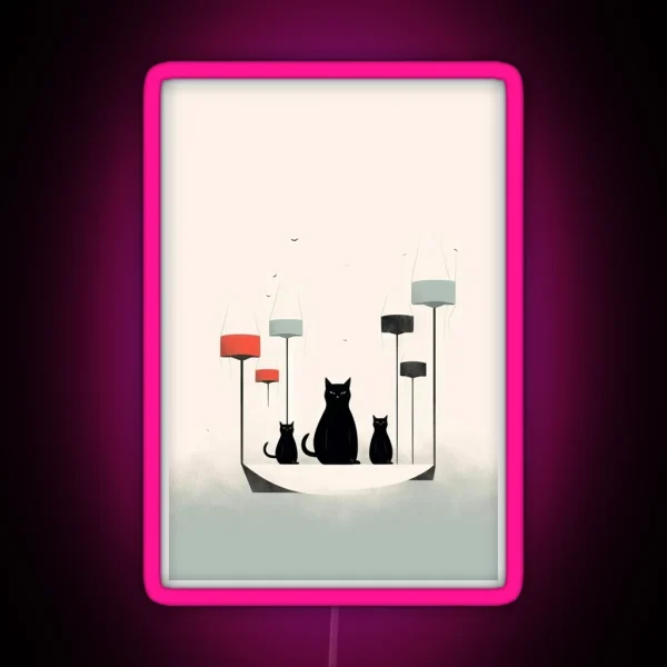 Minimalist Cats Aesthetic Of Dark Humor RGB Neon Sign