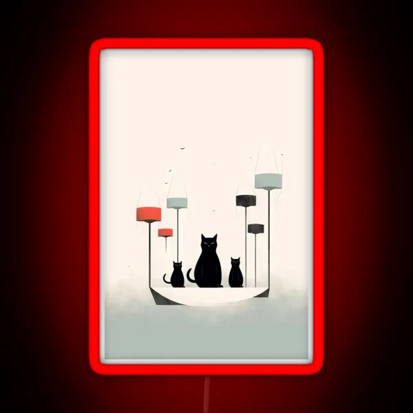 Minimalist Cats Aesthetic Of Dark Humor RGB Neon Sign