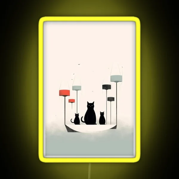 Minimalist Cats Aesthetic Of Dark Humor RGB Neon Sign