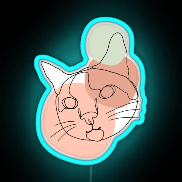 Minimalist Color Cat Line Art RGB Neon Sign