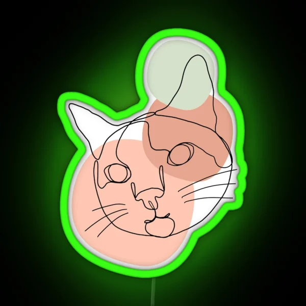 Minimalist Color Cat Line Art RGB Neon Sign