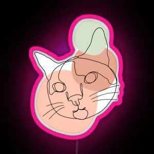 Minimalist Color Cat Line Art RGB Neon Sign