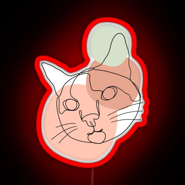 Minimalist Color Cat Line Art RGB Neon Sign