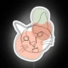 Modern minimalist RGB led neon sign with colorful cat artwork