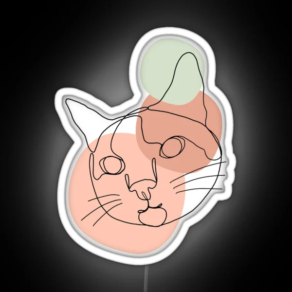 Minimalist Color Cat Line Art RGB Neon Sign