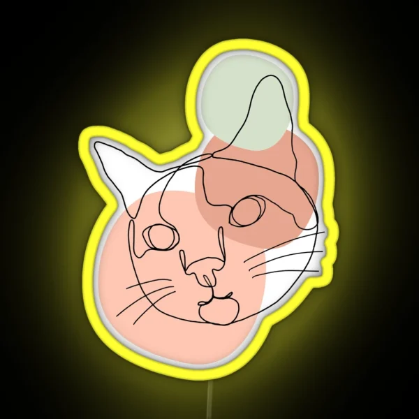 Minimalist Color Cat Line Art RGB Neon Sign