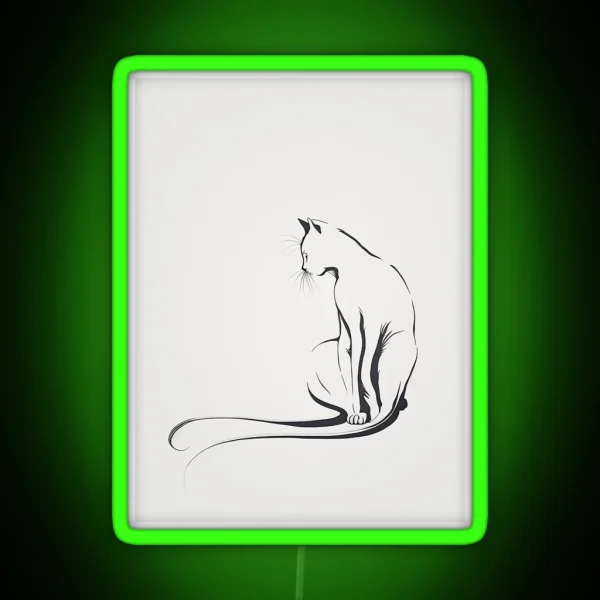 Minimalist Eclectic Artwork Of A Stretching Cat RGB Neon Sign