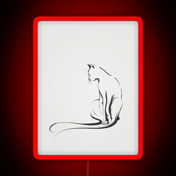 Minimalist Eclectic Artwork Of A Stretching Cat RGB Neon Sign