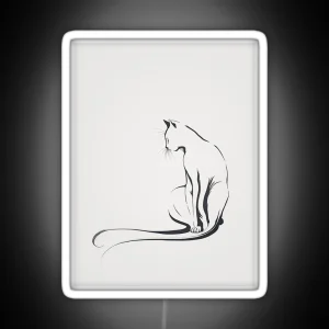 Minimalist Eclectic Artwork Of A Stretching Cat RGB Neon Sign