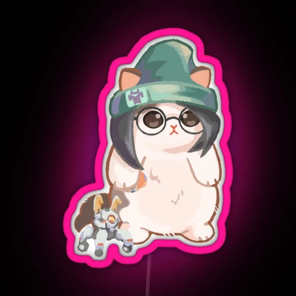 Minimalist Mewjoy Cat Cute Surprised Penguin Catmewjoy RGB Neon Sign