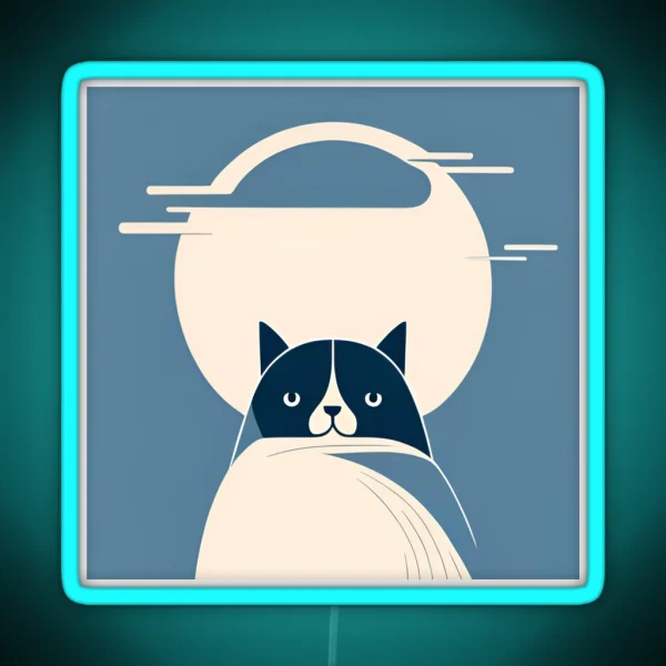 Minimalist Moon Kitty RGB Neon Sign