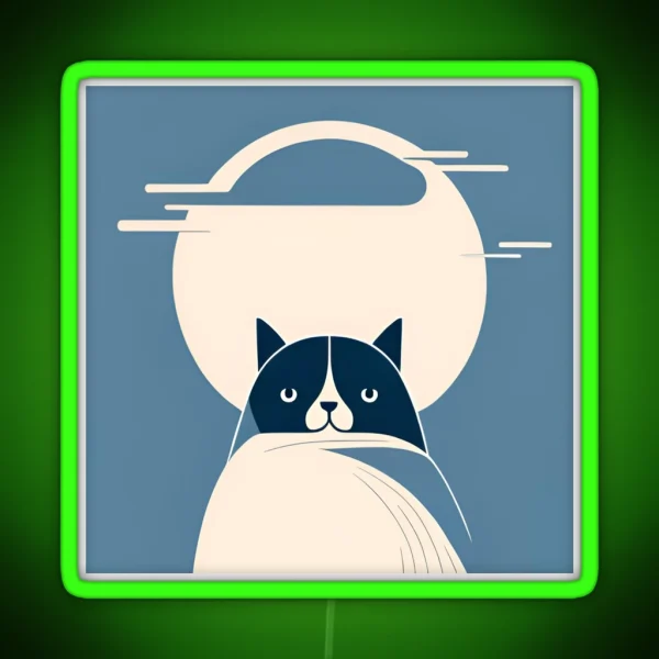 Minimalist Moon Kitty RGB Neon Sign