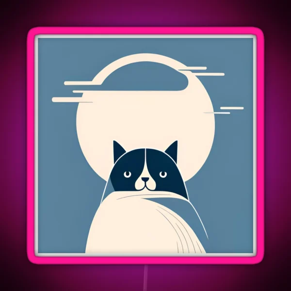 Minimalist Moon Kitty RGB Neon Sign