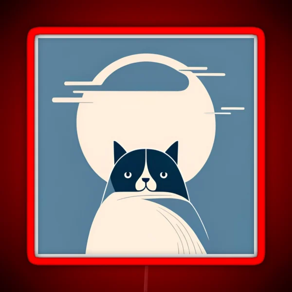 Minimalist Moon Kitty RGB Neon Sign