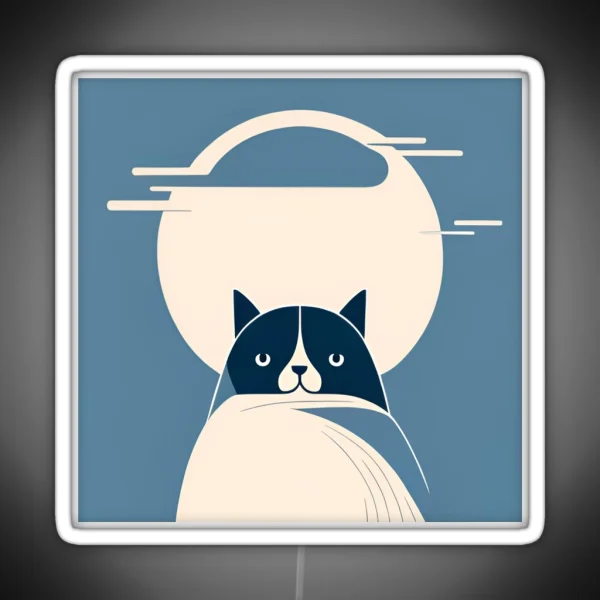Minimalist Moon Kitty RGB Neon Sign