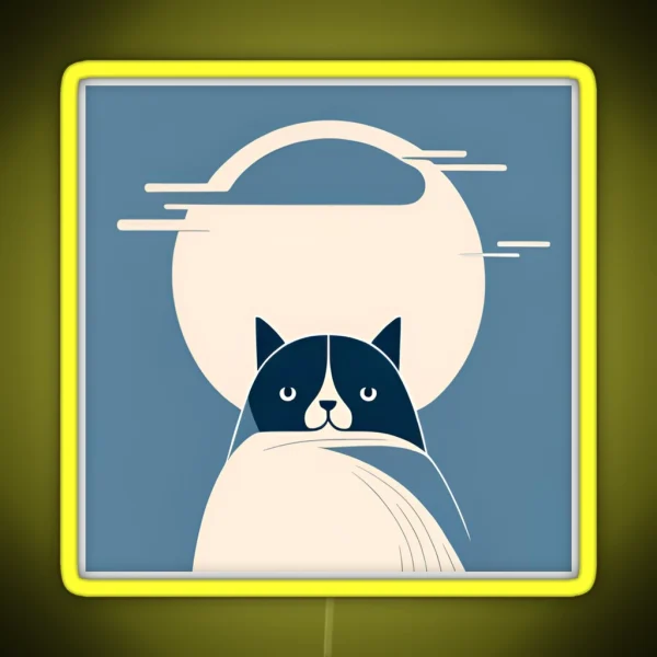 Minimalist Moon Kitty RGB Neon Sign