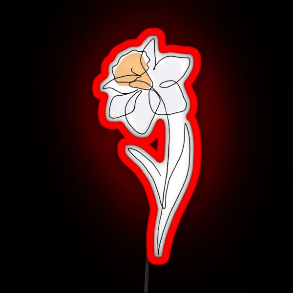 Minimalist Single Line Drawing Of A Daffodil RGB Neon Sign