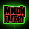 Vibrant Neon Minion Factory Logo Sign in Black White RGB Colors