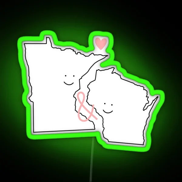 Minnesota And Wisconsin Love RGB Neon Sign