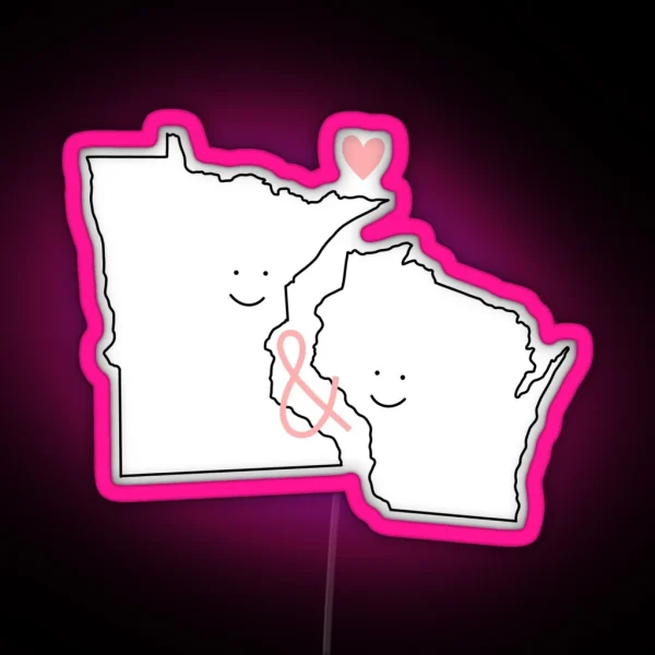 Minnesota And Wisconsin Love RGB Neon Sign