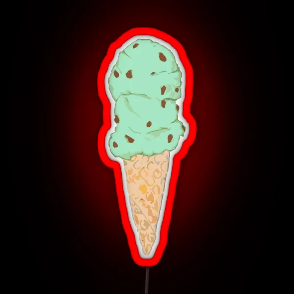 Mint Chocolate Chip Ice Cream Cone RGB Neon Sign