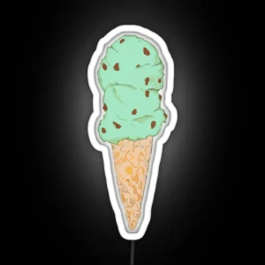 Mint Chocolate Chip Ice Cream Cone RGB Neon Sign