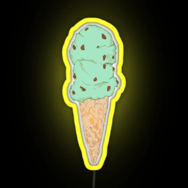 Mint Chocolate Chip Ice Cream Cone RGB Neon Sign