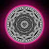 Vibrant RGB neon art display with mirrored twilight ambiance effect